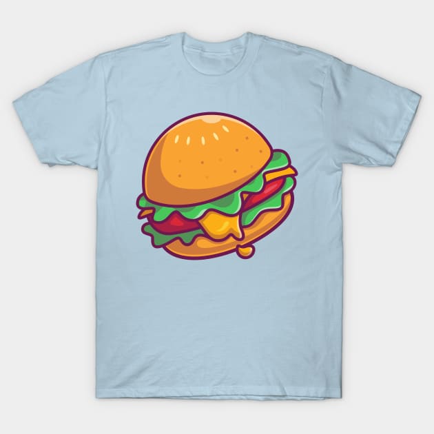 Cheese Burger Cartoon Illustration T-Shirt by Catalyst Labs